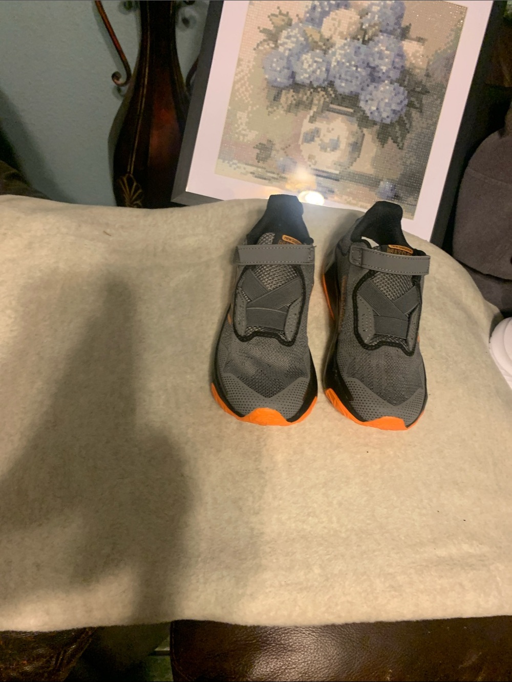 New Balance Kids Gray Sneakers with Orange Accents